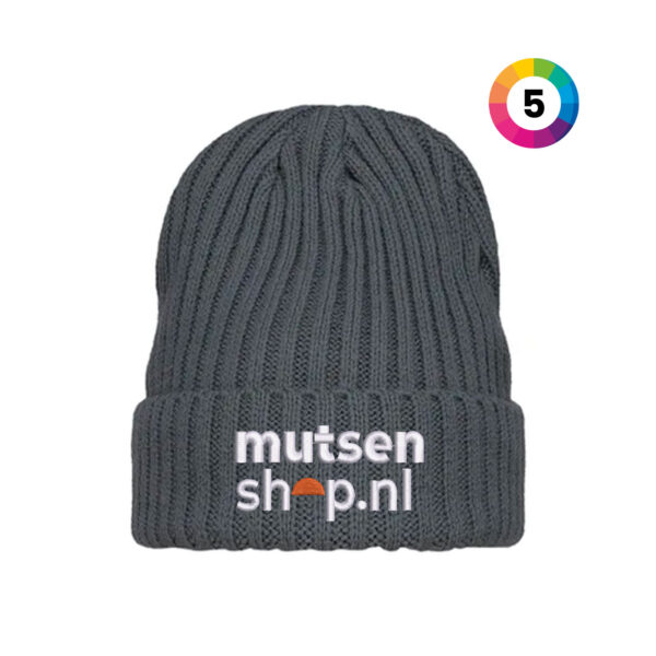 Grof gebreide mutsen bedrukken, grove mutsen bedrukken, grof gebreide muts, mutsen bedrukken, muts geborduurd grof