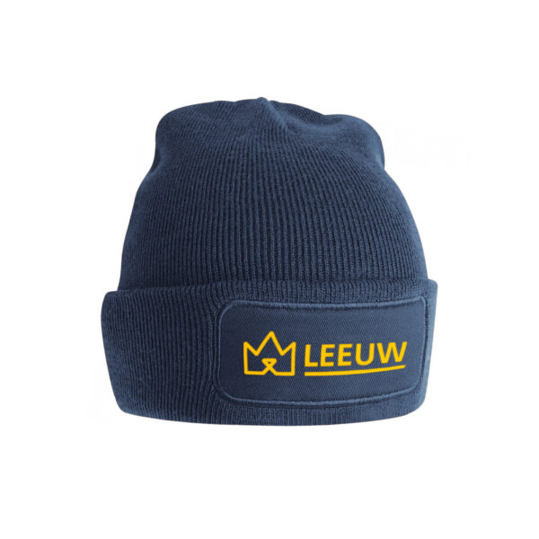 Beanies bedrukken met logo of tekst, navy mutsen bedrukken met logo