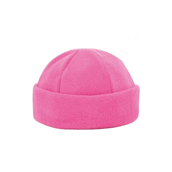 Roze fleece mutsen borduren, fleece mutsen laten borduren, geborduurde fleece mutsen, fleece mutsen borduren met logo