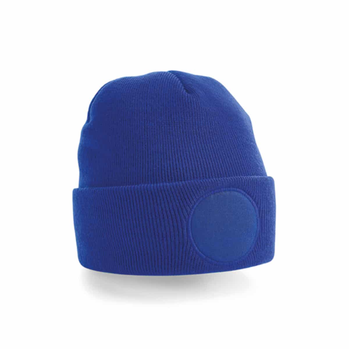 Blauwe mutsen met rond logo bedrukken