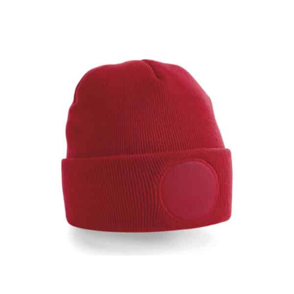 Burgundy mutsen met ronde patch bedrukken