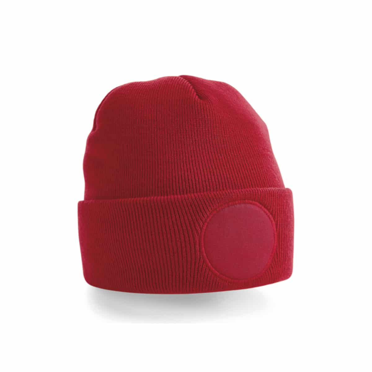 Burgundy mutsen met ronde patch bedrukken