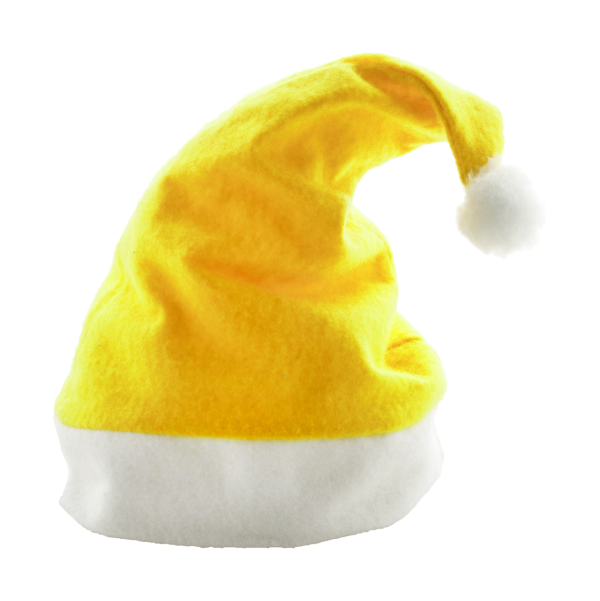 Groot aantal gele kerstmutsen bedrukken, gele kerstmutsen drukken