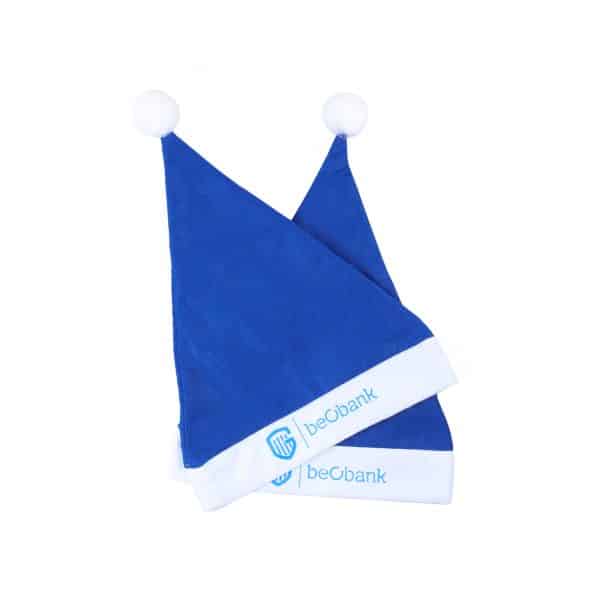 Goedkope kerstmutsen bedrukken, kerstmutsen met eigen logo, goedkope kerstmutsen, blauwe kerstmutsen bedrukken