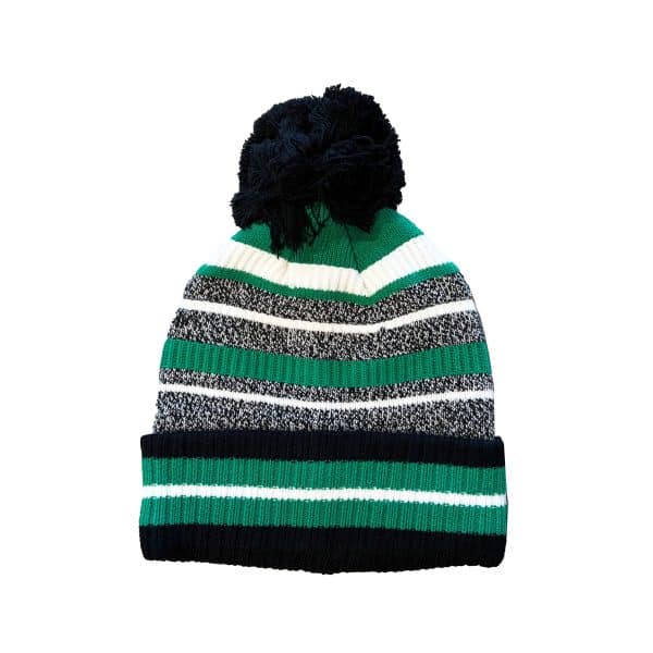 Kleurrijke-mutsen-borduren,-gestreepte-mutsen-bedrukken,-kleurrijke-mutsen-met-pompon-borduren,-groen-gestreepte-mutsen-borduren