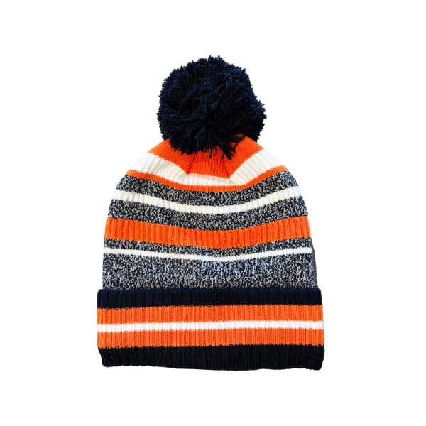 Kleurrijke-mutsen-borduren,-gestreepte-mutsen-bedrukken,-kleurrijke-mutsen-met-pompon-borduren,-oranje-gestreepte-mutsen-borduren