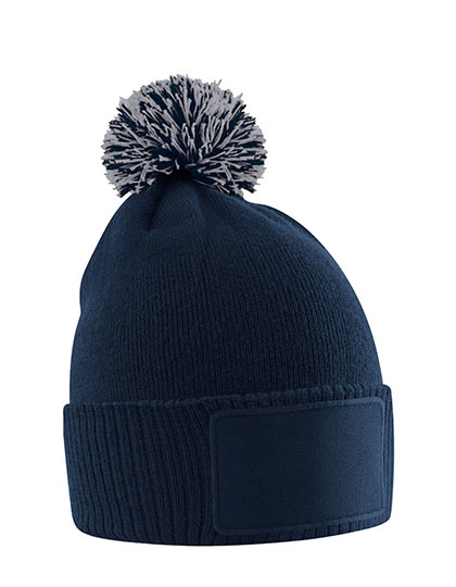 Kindermuts met pompon bedrukken, Navy kindermuts met pompon