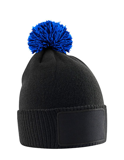 Kindermuts met pompon bedrukken, blauwe kindermuts met pompon