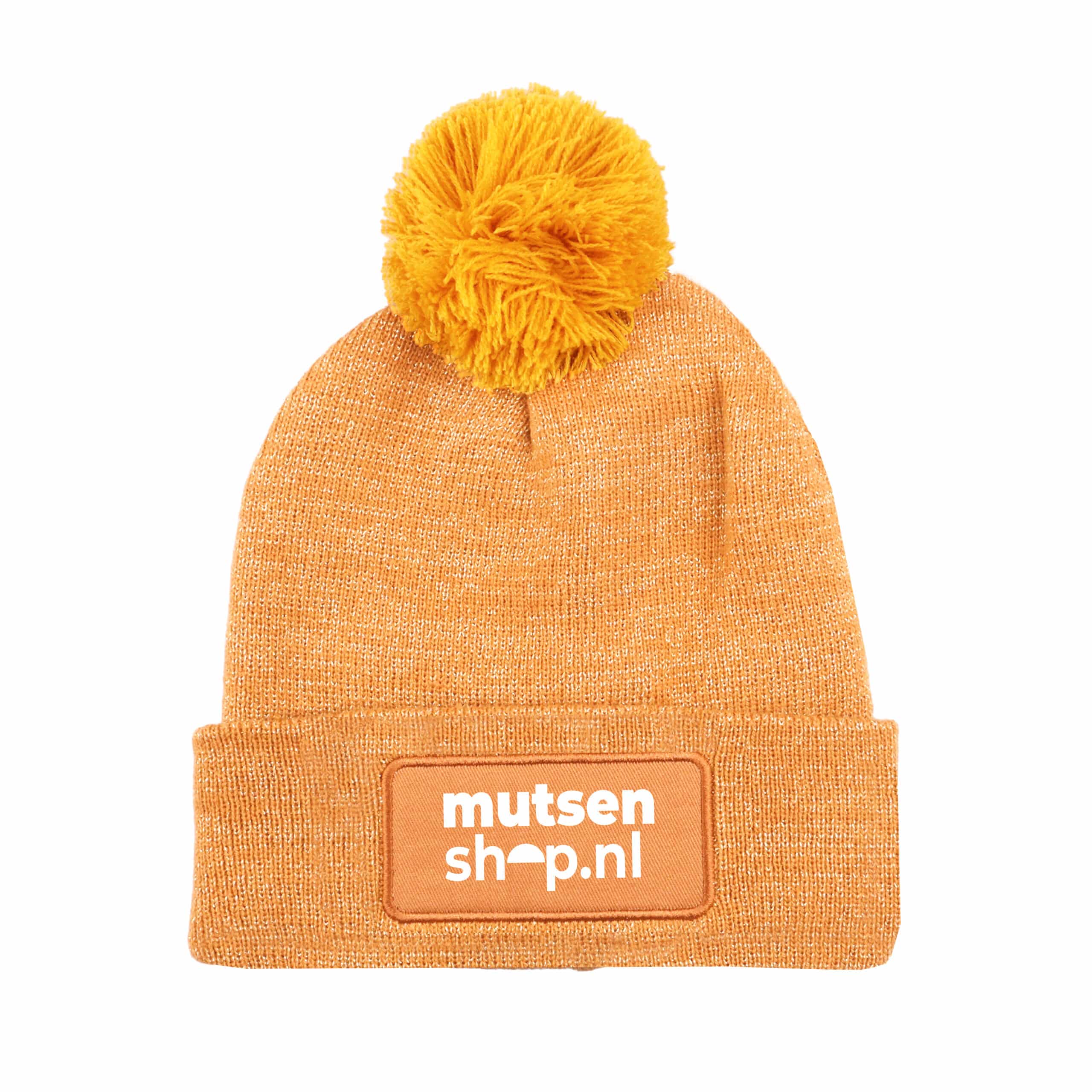 Mutsenshop-logo,-mutsen-met-logo-bedrukken,-gouden-mutsen-met-logo