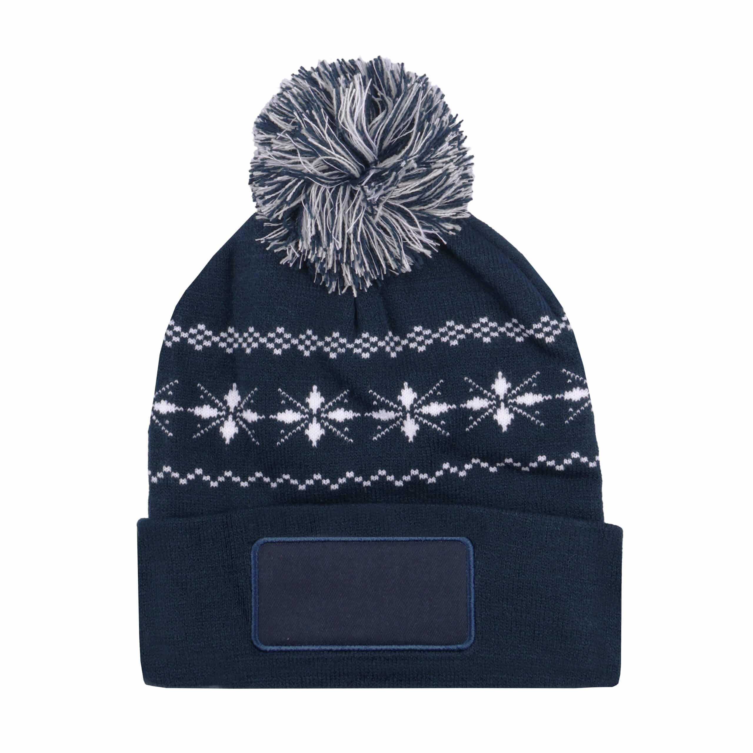 Navy-mutsen-met-logo,-navy-mutsen-bedrukken,-pompon-navy-muts-met-wintermotief